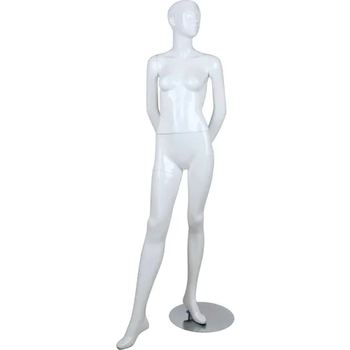 Female Mannequin - Hands Behind the Back, Right Leg in the Front - Gloss  Finish, White
