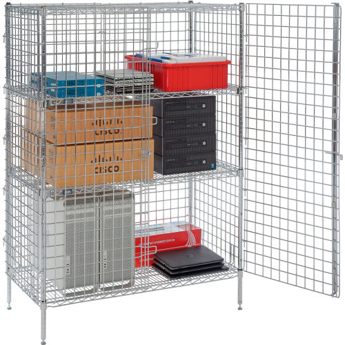 Wire Security Shelving Unit, 2 E-Z Adjust Shelves, Chrome, 24W x 48L x 66H