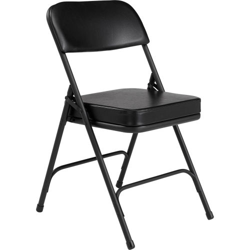 National Public Seating Steel Folding Chair - 2" Vinyl Seat - Double Brace - Black