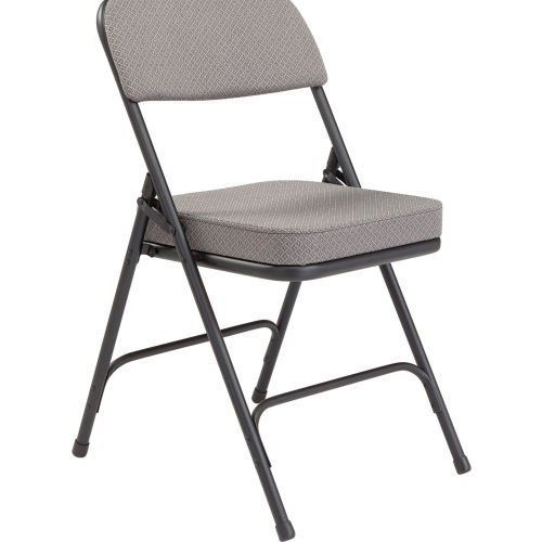 National Public Seating Steel Folding Chair - 2" Fabric Seat - Double Brace - Gray