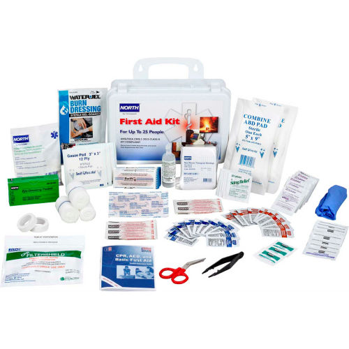 North FAK25PL-CLSA First Aid Kit, 25 Person, 120 Pieces, Class A, Plastic Case