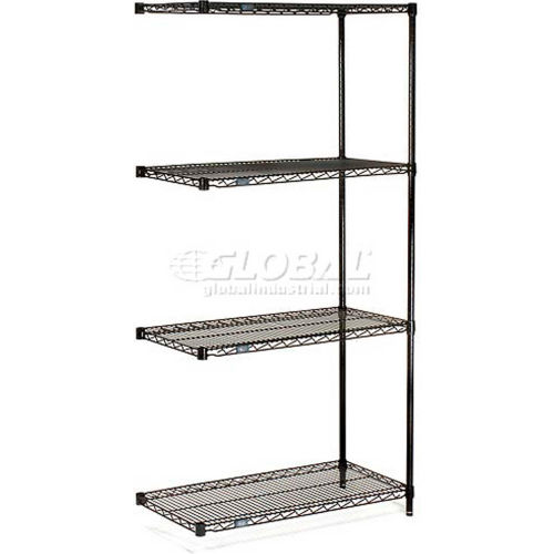 Nexel® Black Epoxy Wire Shelving Add-On, 48"W x 14"D x 74"H