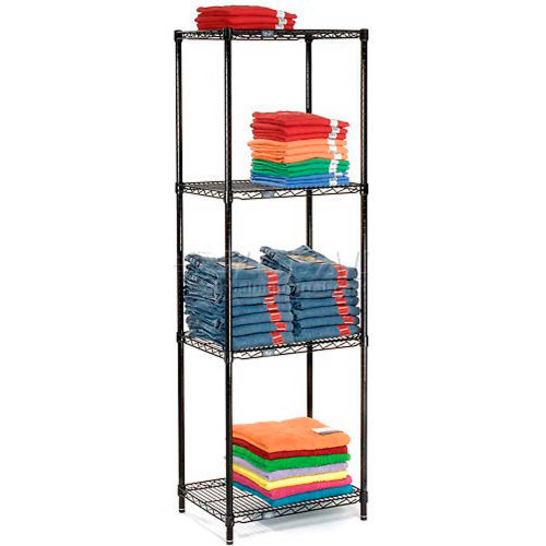 Nexel® Black Epoxy Wire Shelving, 48"W x 14"D x 74"H