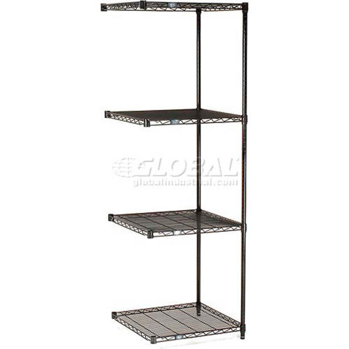 Nexel® Black Epoxy Wire Shelving Add-On, 24"W x 24"D x 86"H