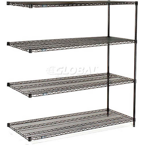 Nexel® Black Epoxy Wire Shelving Add-On, 54"W x 18"D x 86"H