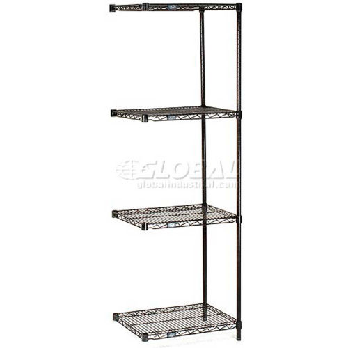 Nexel® Black Epoxy Wire Shelving Add-On, 48"W x 18"D x 86"H