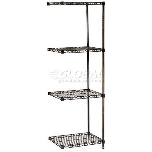 Nexel® Black Epoxy Wire Shelving Add-On, 24"W x 18"D x 86"H