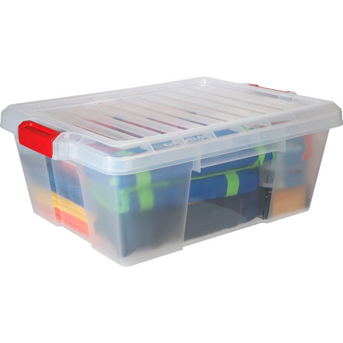 Quantum Heavy-Duty Latch Container with Lid 21"Lx15-7/8"x7-3/4"H Clear