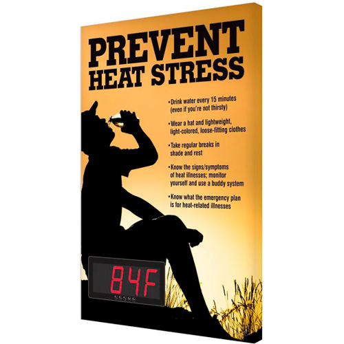 Accuform SCK700 Heat Stress Temperature Sign, PREVENT HEAT STRESS, 28&quot;H x 20&quot;W, Aluminum
