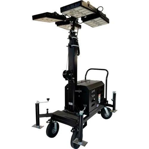 Sports practice field 20 foot portable light tower 4 - 1000w metal halides  on skid stand