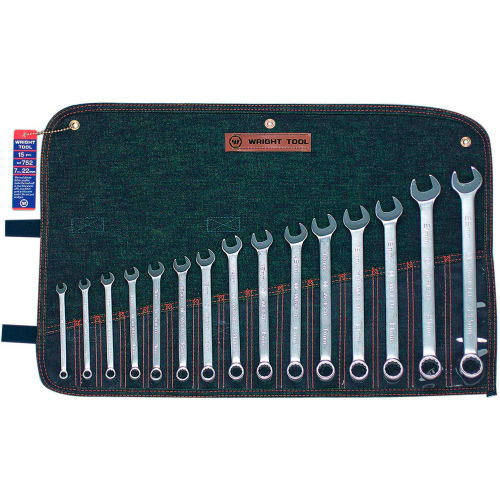 Wright Tool 752 WRIGHTGRIP&trade;2.0 7MM-22MM 12 Point 15 Piece Satin Metric Combination Wrench Set