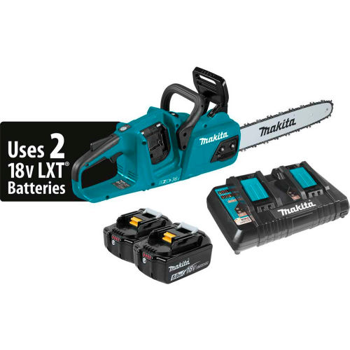 Makita&#174; XCU07PT 18V X2 (36V) LXT&#174; 14&quot; Cordless Brushless Chain Saw Kit W/2 5.0Ah Batteries