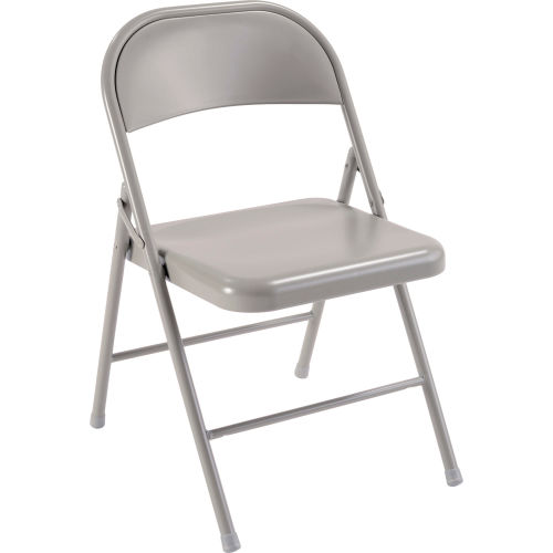 Interion® Folding Chair, Steel, Gray
																			