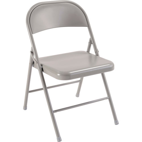 Interion® Folding Chair, Steel, Gray