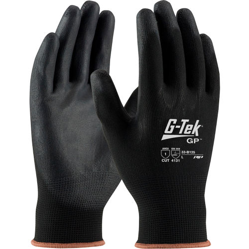 PIP&#174; 33-B125/XL G-Tek&#174; GP&#153; General Duty Nylon Glove, Polyurethane Coated, Black, XL