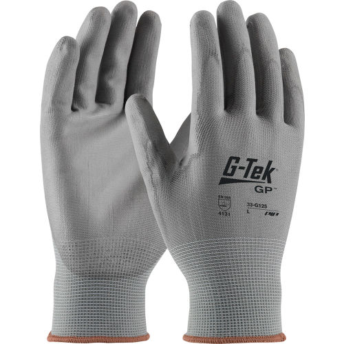 PIP® 33-G125/L G-Tek® GP™ General Duty Nylon Glove, Polyur Coated, Gray, L