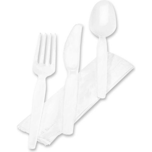 Dixie&#174; Wrapped Tableware/Napkin Packet, Plastic Utensil Set w/Napkin, White, 250/Carton