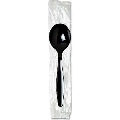 Dixie® Individually Wrapped Spoons, Plastic, Black, 1000/Carton