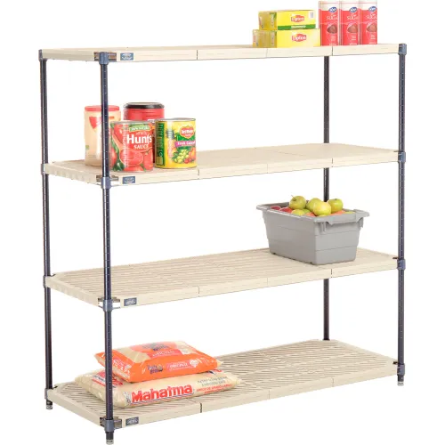 Nexel® Nexelite® 4 Shelf, Vented Plastic Mat Shelving Unit, Starter, 54