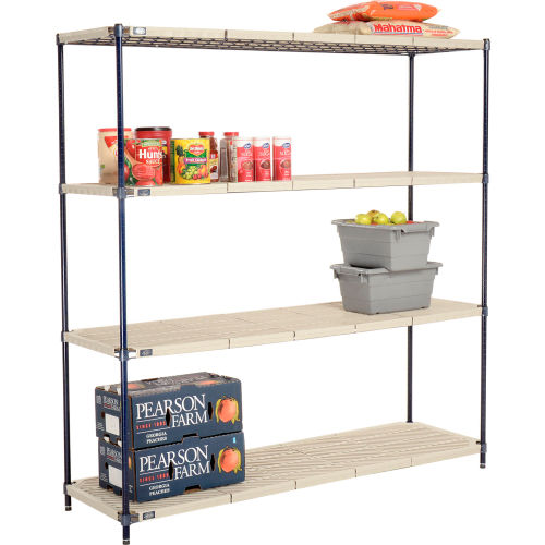 Nexel®, Nexelite®, 4 Tier, Vented Plastic Mat Shelving Unit, 72"W x 18