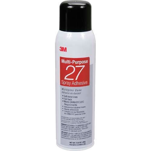 3M&#153; Multi-Purpose 27 Spray Adhesive, 20 Fl Oz Can, Net Weight 13.05 Oz, 62490649209 - Pkg Qty 12
