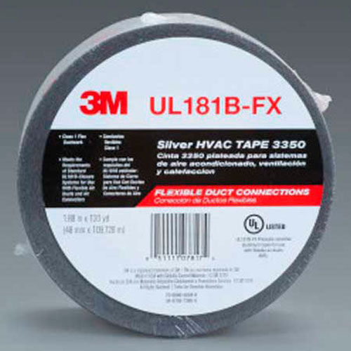 3M&#8482; Metallized Flexible Duct Tape 3350 Silver, 1-7/8&quot; x 360', 3.1 Mil - Pkg Qty 12