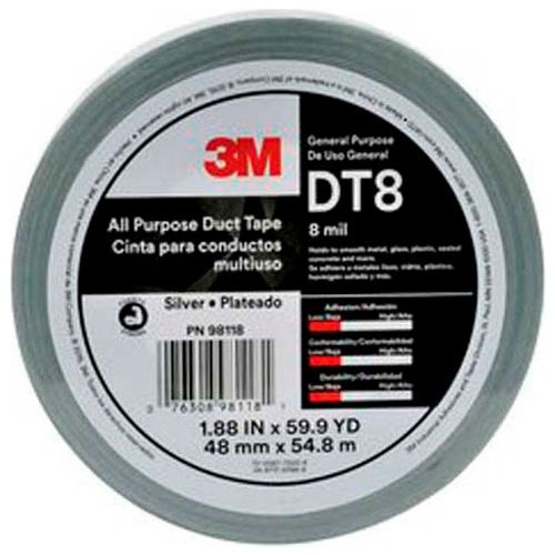 3M&#8482; All Purpose Duct Tape DT8 Silver, 1-7/8&quot; x 180', 8 Mil - Pkg Qty 24