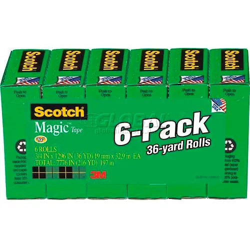 Scotch® Magic™ Tape 810-6PK, 3/4 x 1296, 1 Core, 6 Rolls/Pack