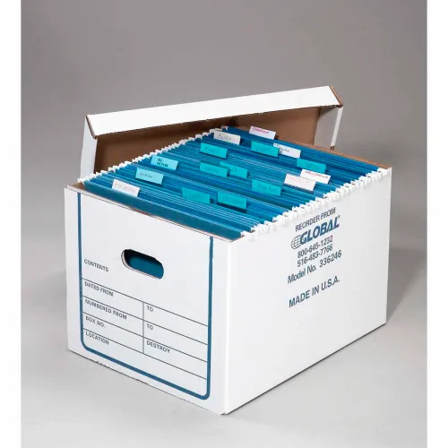 Global Industrial™ Transfer File Record Storage Boxes, 15L x 12W x 10H,  White - Pkg Qty 20