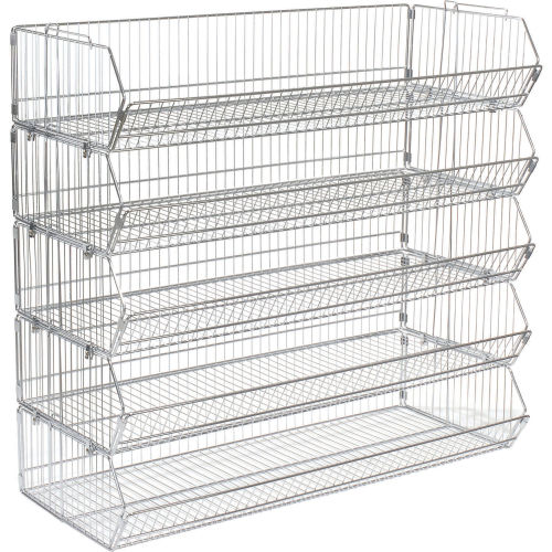 Global Industrial™ Modular Wire Stacking Bin Basket Rack, 48"W x 20"D x
