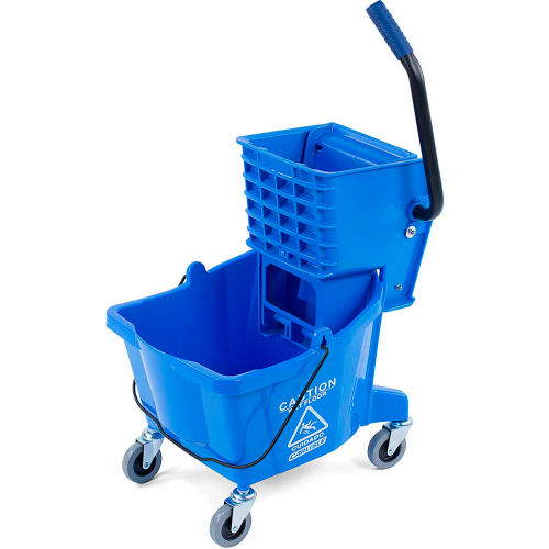 Carlisle Commercial Mop Bucket with Side-Press Wringer 26 Quart, Blue - 3690814