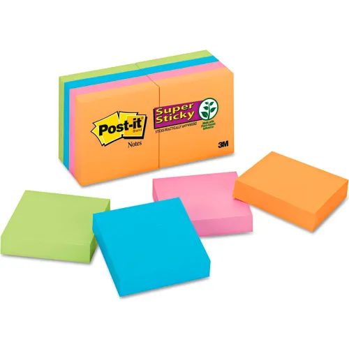 Post-it Notes Super Sticky 622-8SSAN Pads in Electric Glow Colors, Ninety 2  x 2 Sheets, 8 Pads/Pack 
