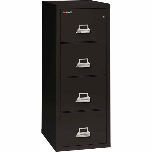 Fireking Fireproof 4 Drawer Vertical File Cabinet - Legal Size 21"W x 25"D x 53"H - Black