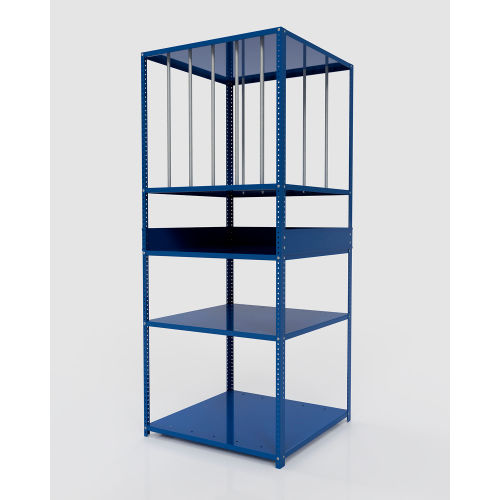 Stackbin 18 Gauge, 36"W x 36"D x 86"H, 4 Shelf Corrugate Rack, 100 Lb. Shelf Capacity - Black
