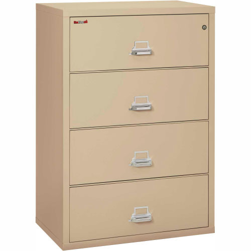 Fireking Fireproof 4 Drawer Lateral File Cabinet - Letter-Legal Size 37-1/2"W x 22"D x 53"H - Putty