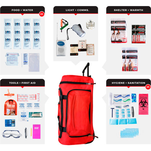 Guardian Survival Gear, Essential Survival Kit, Wheel Bag, 4 Person