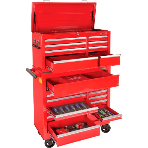 Global Industrial 42-3/8 x 18 x 60-7/8 21 Drawer Red Roller Tool