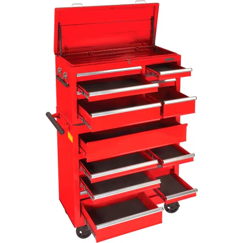 Global Industrial 410205 42-3/8 x 18 x 60-7/8 21 Drawer Red Roller Tool Cabinet & Chest Combo