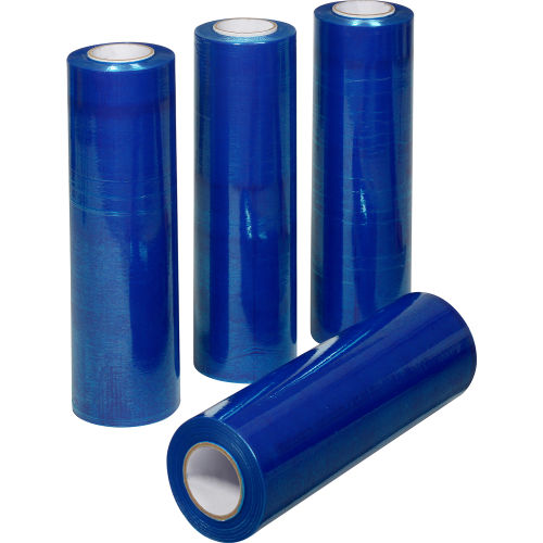 Global Industrial Hand Stretch Wrap Film Cast 18 x 1500 80 Gauge Blue Tint
