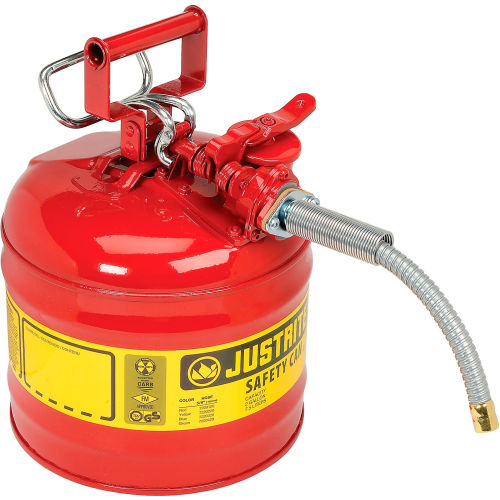 Justrite® Type II Safety Can - 2-Gallon with Flexible Nozzle, Red