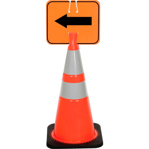 Cone Sign - Reversible Arrow - Black on Orange
