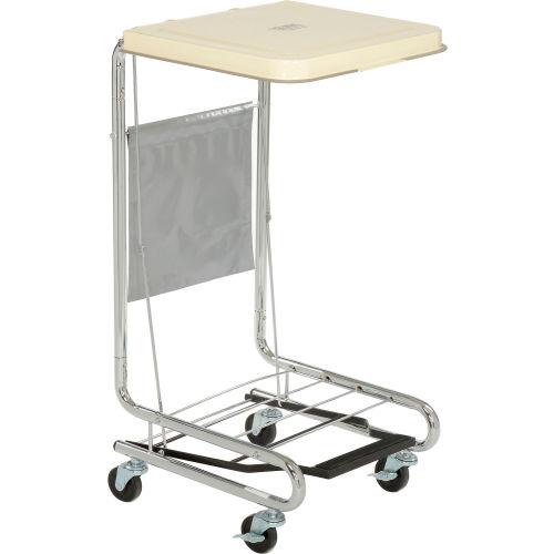 Global™ Chrome Hamper Stand with Foot Pedal and Poly Coated Steel Lid