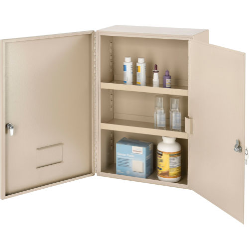 Global Industrial™ Medium Narcotics Cabinet, Double Door, Double Lock, 16W x 8D x 24H, Beige