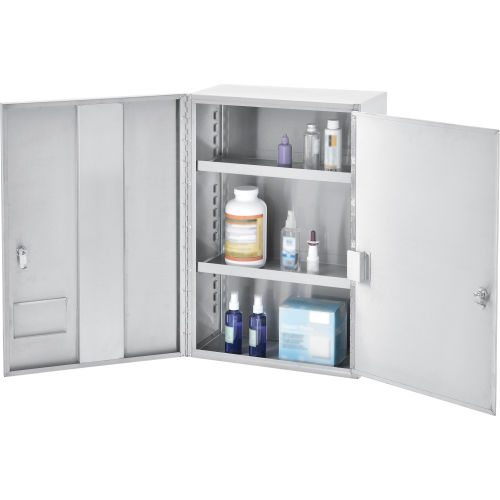 Global Industrial™ Medium Narcotics Cabinet, Double Door/Double Lock, Stainless Steel