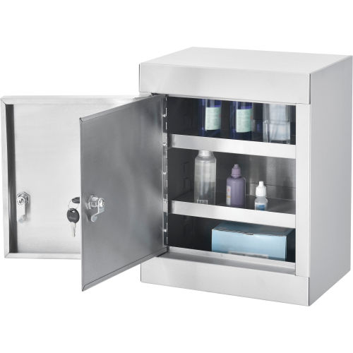 Global Industrial™ Small Narcotics Cabinet, Double Door/Double Lock, Stainless Steel