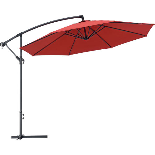 Global Industrial™ 10ft Cantilever Umbrella with Crank, Tilting and Cross Base, Olefin Fabric, Red