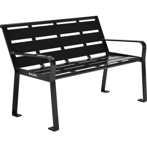 Global Industrial™ 4ft Horizontal Slat Outdoor Park Bench with Back, Black