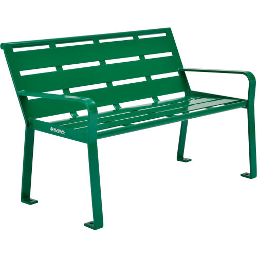 Global Industrial™ 4ft Horizontal Slat Outdoor Park Bench with Back, Green
																			