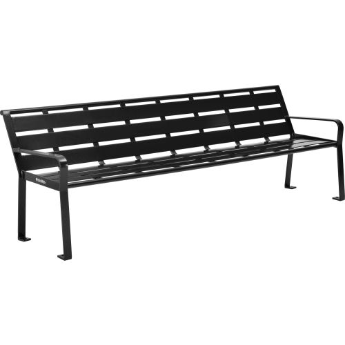 Global Industrial™ 8ft Horizontal Slat Outdoor Park Bench with Back, Black