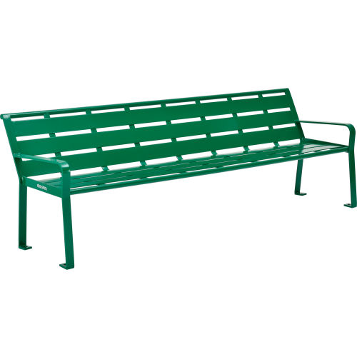 Global Industrial™ 8ft Horizontal Slat Outdoor Park Bench with Back, Green